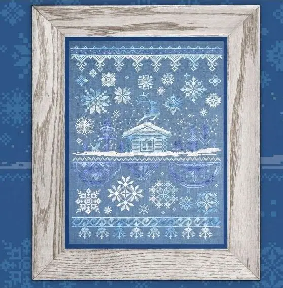 

DIY Hand Cross Stitch Embroidery Kit 14CT Count Canvas Unprint Needlework Sewing Set Embroidery Home DecorSnowflake Cabin 33-41