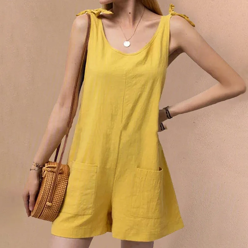 Summer Women's New Casual Fashion Sling Jumpsuit 2023 Sleeveless Cotton Linen Solid Pocket Loose Straight Tube Short Jumpsuit
Summer Women's New Casual Fashion Sling Jumpsuit 2023 Sleeveless Cotton Linen Solid Pocket Loose Straight Tube Short Jumpsuit
