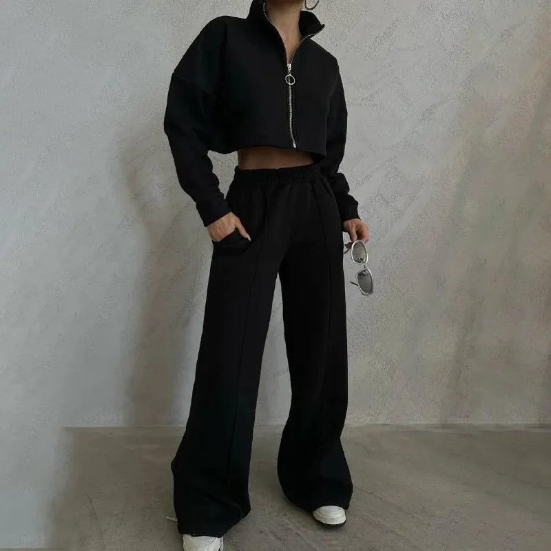 Sports Fall Loose 2Pc Tracksuit Fashion Stand Collar Zip Sweatshirt & Long Pants Sets Women Casual Long Sleeve Solid Winter Suit
Sports Fall Loose 2Pc Tracksuit Fashion Stand Collar Zip Sweatshirt & Long Pants Sets Women Casual Long Sleeve Solid Winter Suit
