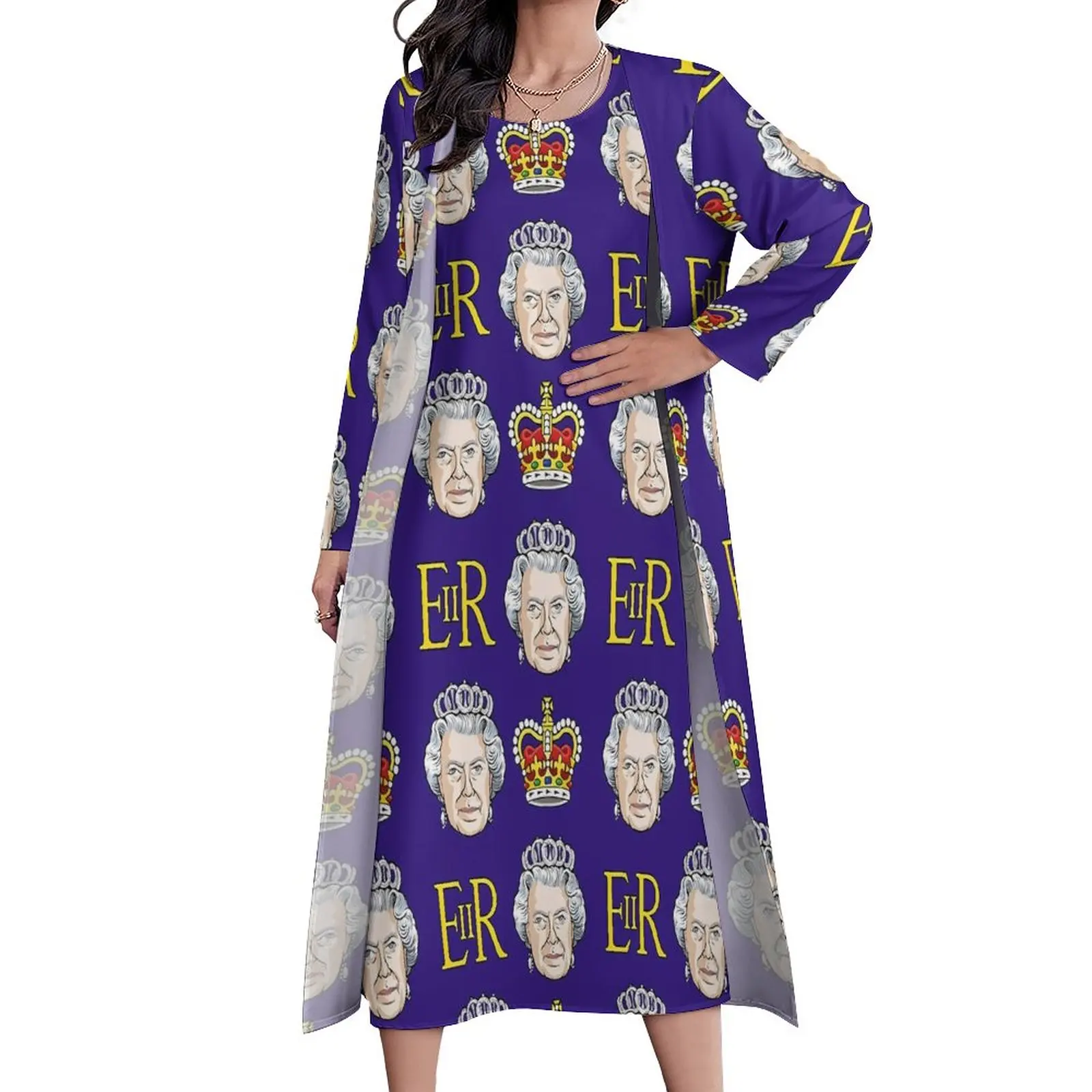 

Queen Elizabeth II Dress Great Britain Modern Maxi Dress Street Fashion Bohemia Long Dresses Autumn Two-Piece Custom Vestidos