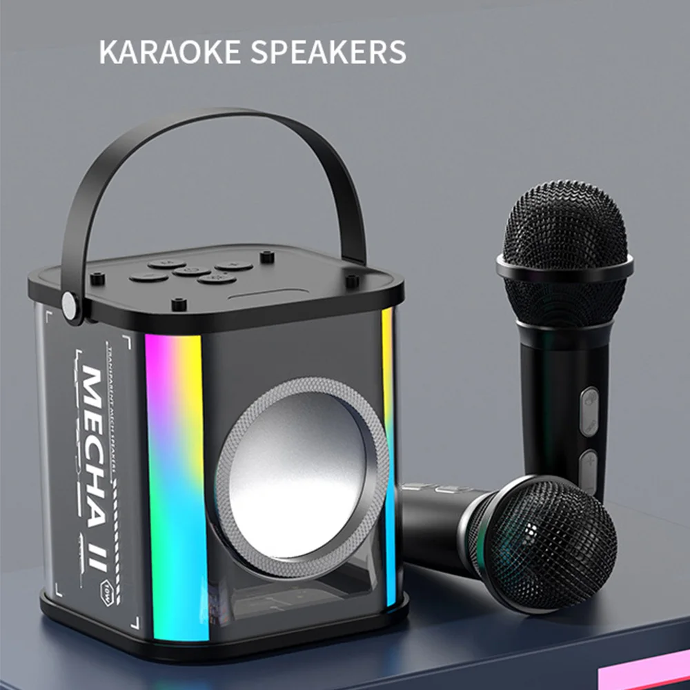 

Portable Mini Karaoke Wireless Bluetooth Speaker with Microphone Stylish appearance Family Singing Ktv Audio Set Home Subwoofer