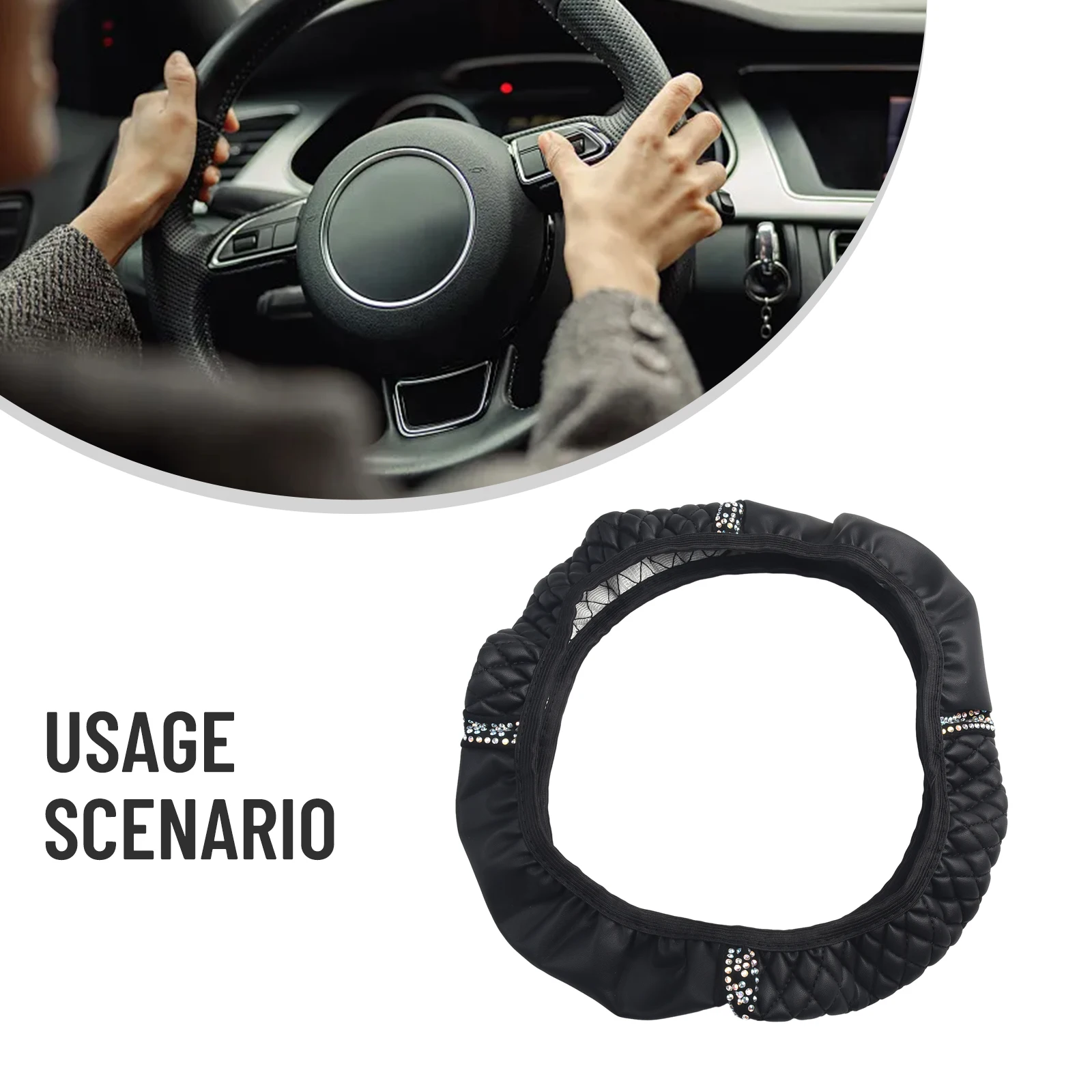 Car Steering Wheel Cover Protector Black PU Leather Diamond Steering-Wheel Cover Anti-Slip Protector Car-styling Accessories
Car Steering Wheel Cover Protector Black PU Leather Diamond Steering-Wheel Cover Anti-Slip Protector Car-styling Accessories