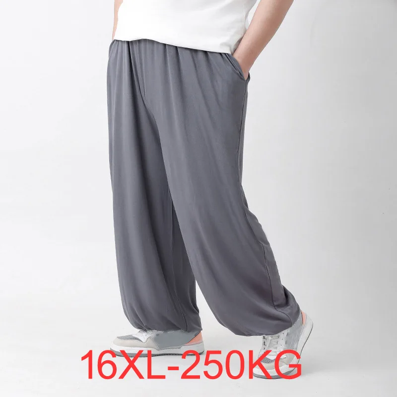 

Men High Elastic Casual Pants 15XL 16XL 175-250KG summer modal casual home pants new Plus size men's super soft men's pants