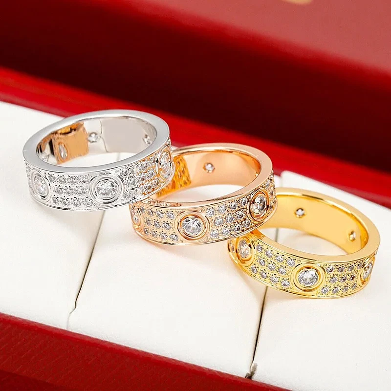 925 sterling silver three row diamond ring couple ring Ladies fashion temperament luxury brand jewelry gifts
925 sterling silver three row diamond ring couple ring Ladies fashion temperament luxury brand jewelry gifts