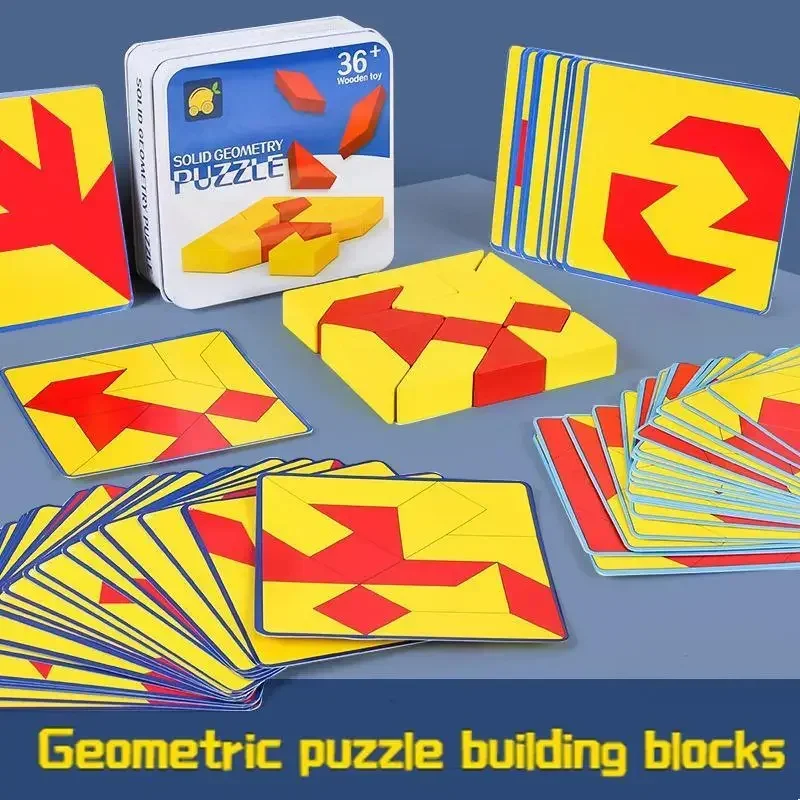 

Children's Montessori Geometry Puzzles Building Block Face Changing Logical Thinking Training Early Education Wooden Toy