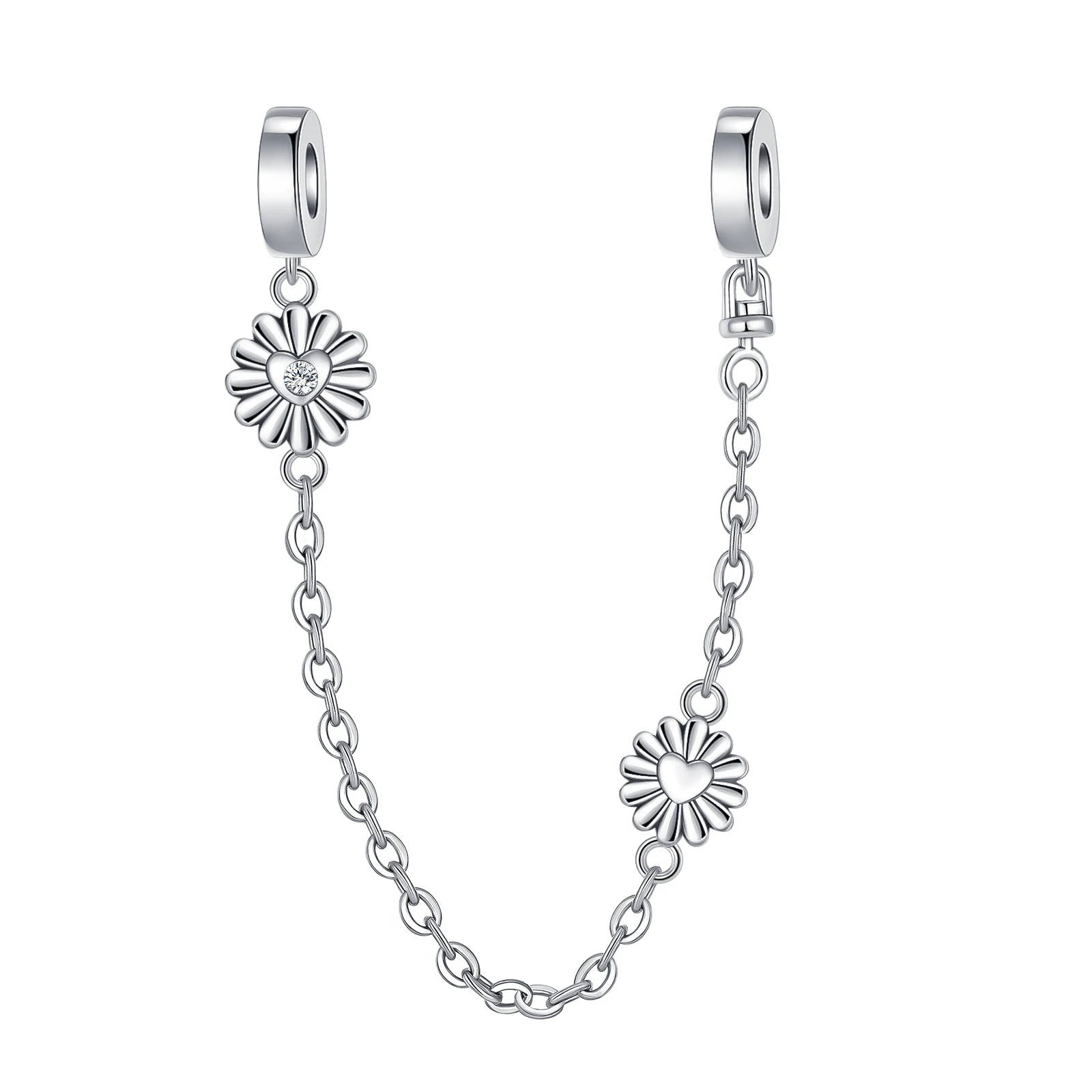 

925 sterling silver daisy boutique safety chain charms fit original Pandora bracelet charm bead necklace Diy female jewelry