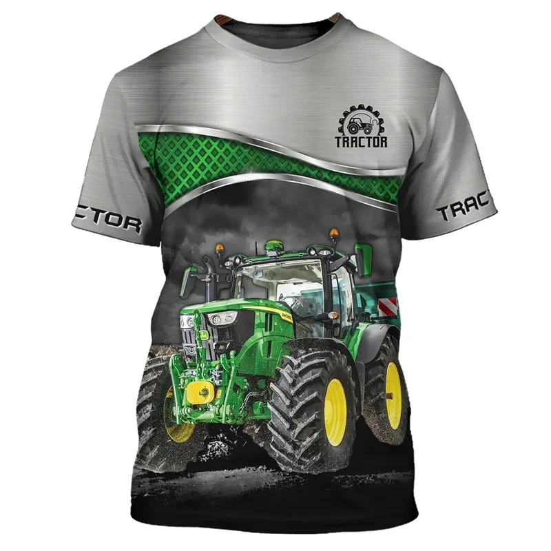 

Farm Tractor Graphic T Shirts Casual 3D Print T-shirt Men Clothing Round Neck Tops Casual Short Sleeve Oversized Unisex Clothes