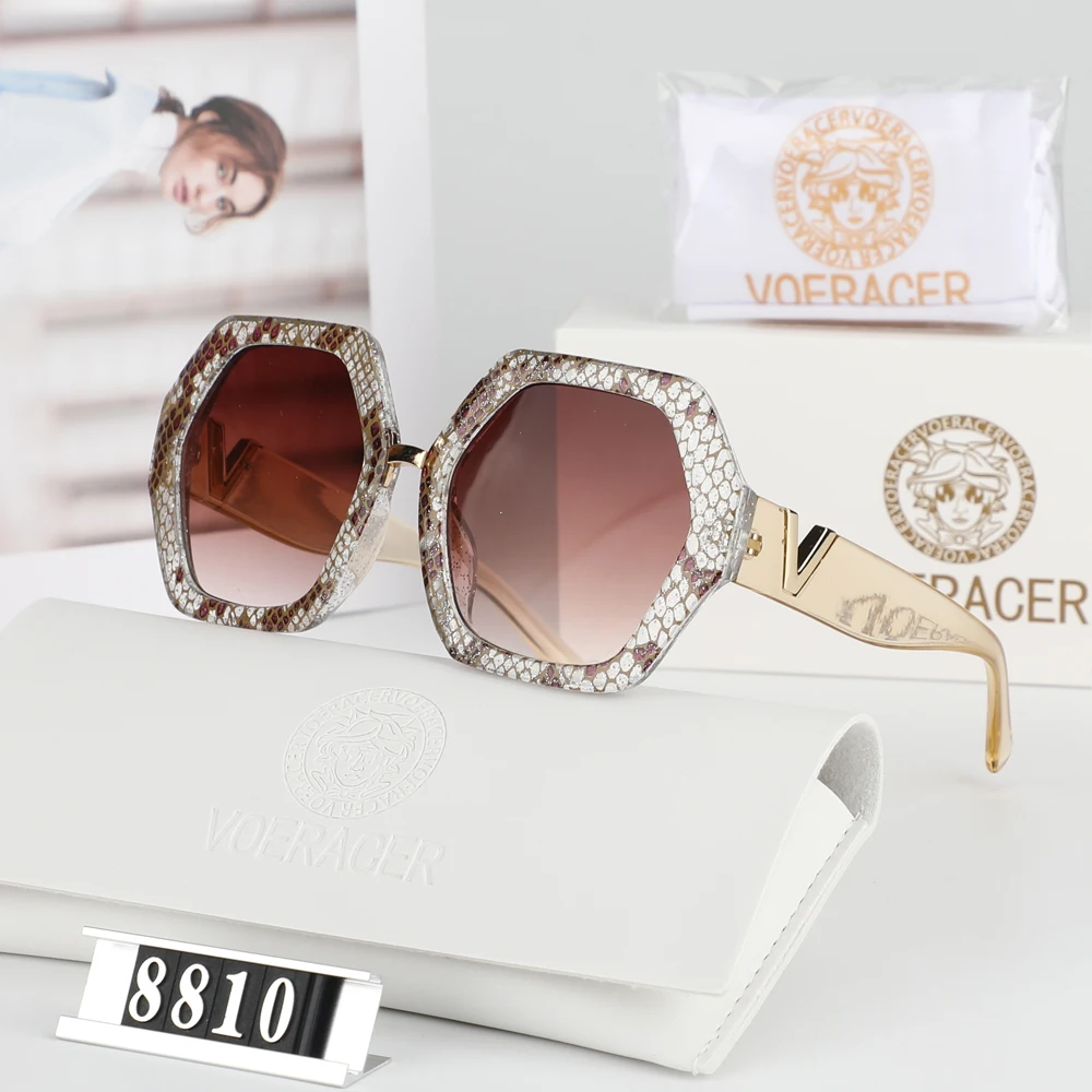

VOERACER Large Frame V-Shaped Fashionable Sunglasses for Men Women Personalized Snake Pattern Sunshades Oversize Polygon Eyewear