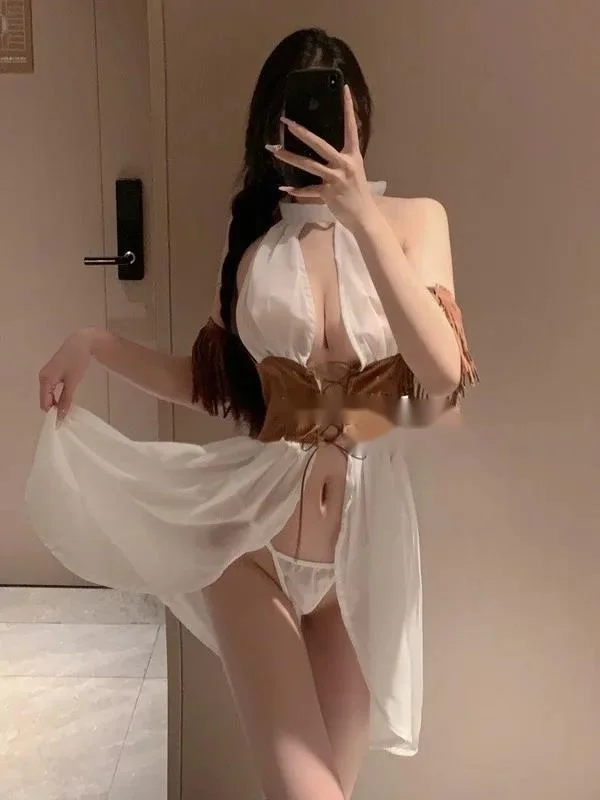 

New Sexy Lingerie For Women With Small Chest And Large Lace Chiffon Dress Suede Velvet Waist Strap Pure Desire Front Dress 9BOR