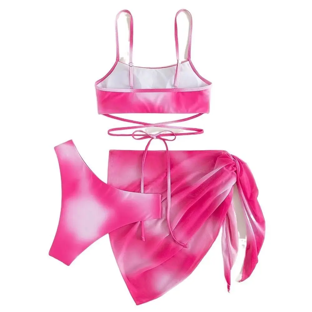 3 Pieces Gradient Women's Bathing Set Beachwear Tie Dye Lace Up Triangle Bikini Set High Cut Self Tie Beach Skirt Women
3 Pieces Gradient Women's Bathing Set Beachwear Tie Dye Lace Up Triangle Bikini Set High Cut Self Tie Beach Skirt Women