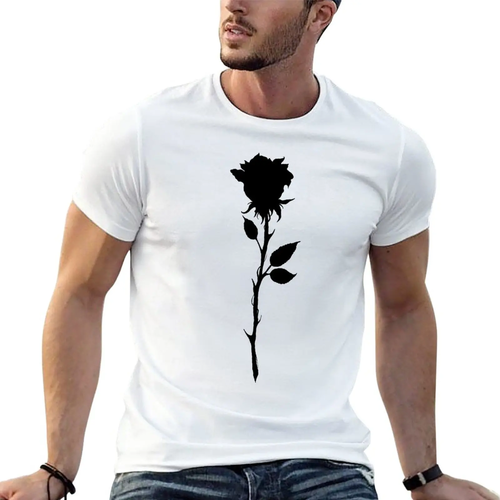 

New Simple Rose Silhouette T-Shirt sweat shirt t-shirts man quick-drying t-shirt fitted t shirts for men