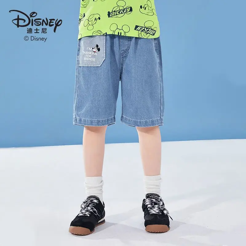 

Детские джинсовые шорты Disney с Микки Маусом, летняя новая Повседневная модная трендовая Спортивная одежда для больших детей, Капри