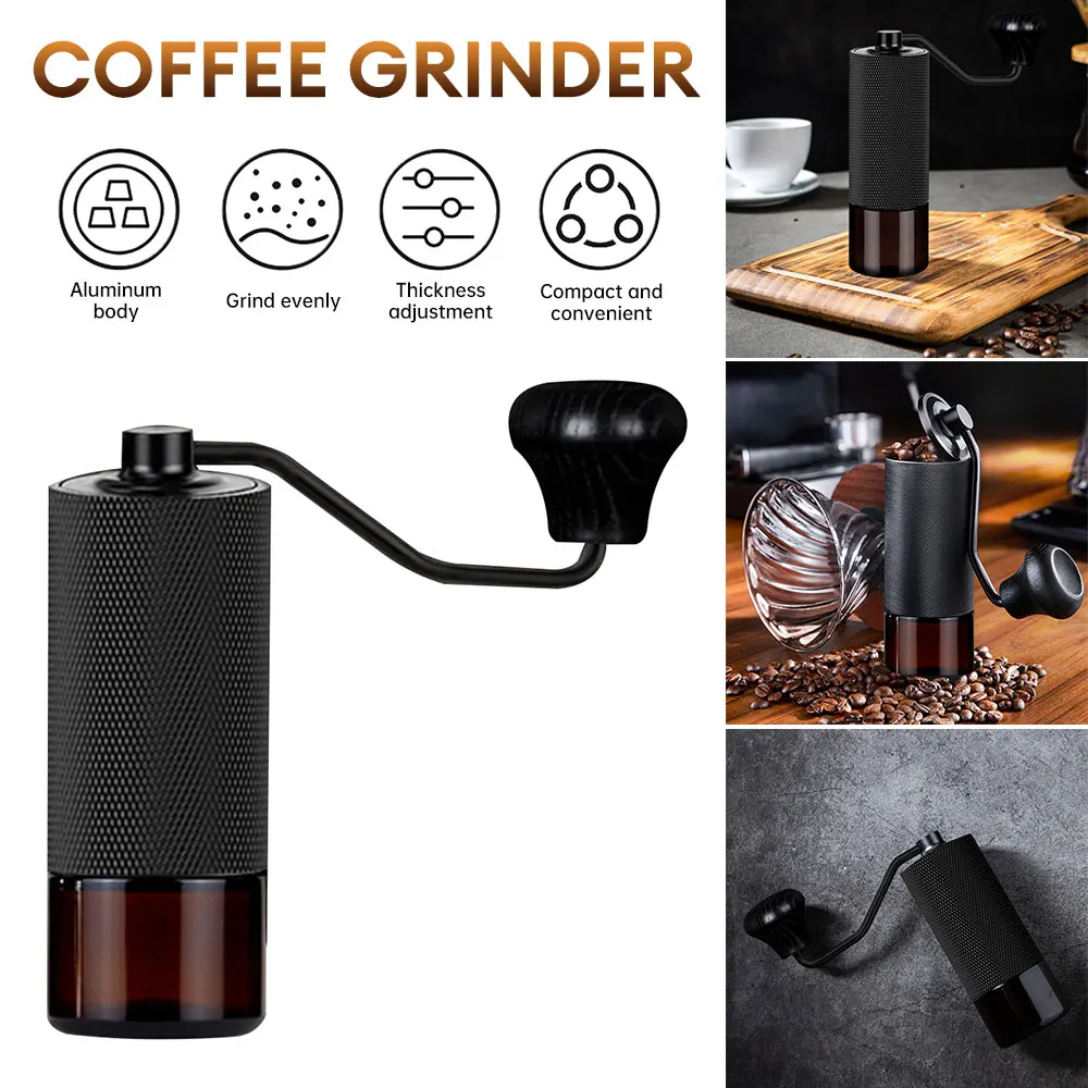 

Manual Coffee Bean Grinder Aluminum Alloy Coffee Grinding Machine Adjustable Hand Burr Cereals Beans Mills Coffee Accessories