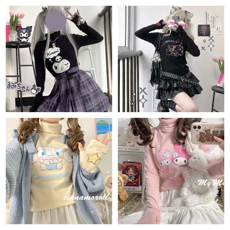 

Sanrios Kuromi Cinnamoroll My Melody аниме периферийный мультяшный топ с длинными рукавами Японский Милый осенне-зимний топ Jk