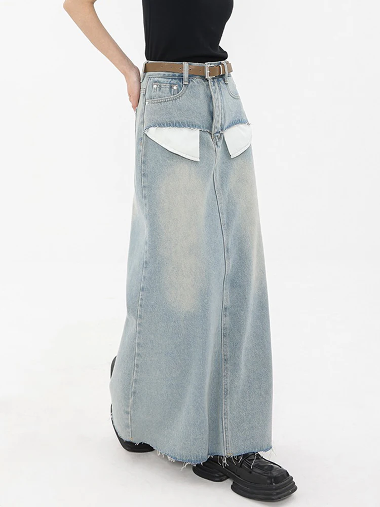 Female High Waist Lady Long Skirts Vintage Ripped Women Denim Blue Pocket Patchwork Solid Front Zipper Slit Maxi Skirt
Female High Waist Lady Long Skirts Vintage Ripped Women Denim Blue Pocket Patchwork Solid Front Zipper Slit Maxi Skirt