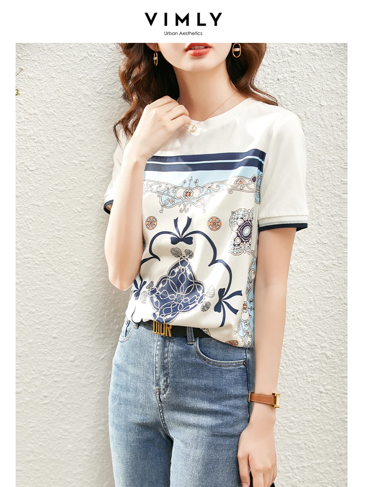Vimly Short Sleeve White Cotton T-Shirts for Women 2023 Vintage Printed Summer Top Korean Fashion Casual Loose O-neck Tee Shirts
Vimly Short Sleeve White Cotton T-Shirts for Women 2023 Vintage Printed Summer Top Korean Fashion Casual Loose O-neck Tee Shirts