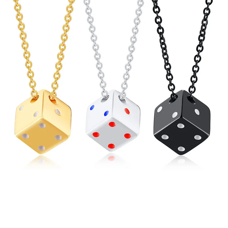 European and American Personalized Hip-hop Jewelry Silver/gold/black/tricolor Dice Stainless Steel Pendant Men's Necklace
European and American Personalized Hip-hop Jewelry Silver/gold/black/tricolor Dice Stainless Steel Pendant Men's Necklace