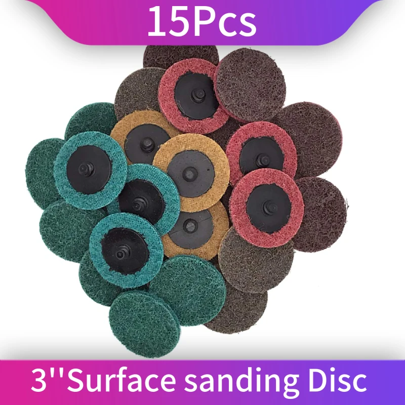 

15Pcs 3 Inch Surface Conditioning Disc Quick Change Sanding Discs for Die Grinder Grind Polish Finish Burr Rust Paint Removal