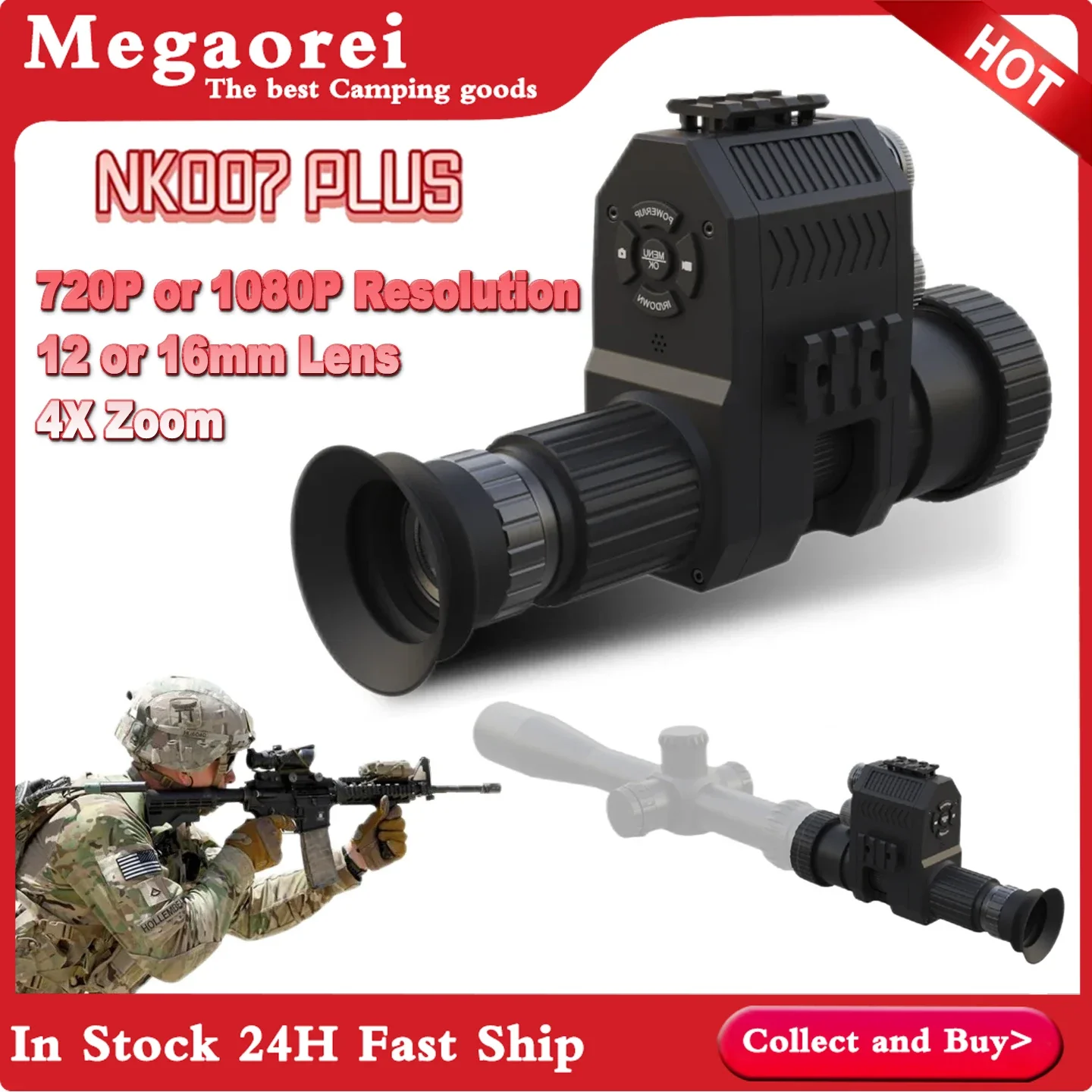 

Megaorei NK007 NEW 4X Zoom Infrared Night Vision Scope 1080P Digital Night Vision Monocular Device Full Screen Hunting Cameras