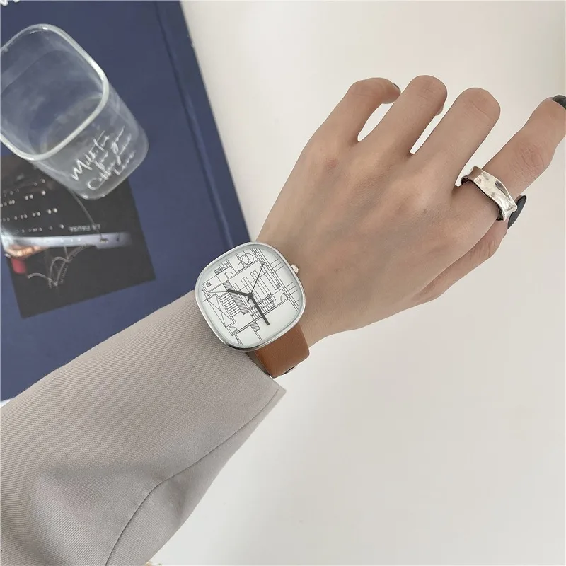 

New Causal Square Watch For Women Leather Band Quartz Ladies Wrist watches China Students Best Gifts Reloj Mujer ساعات نسائية