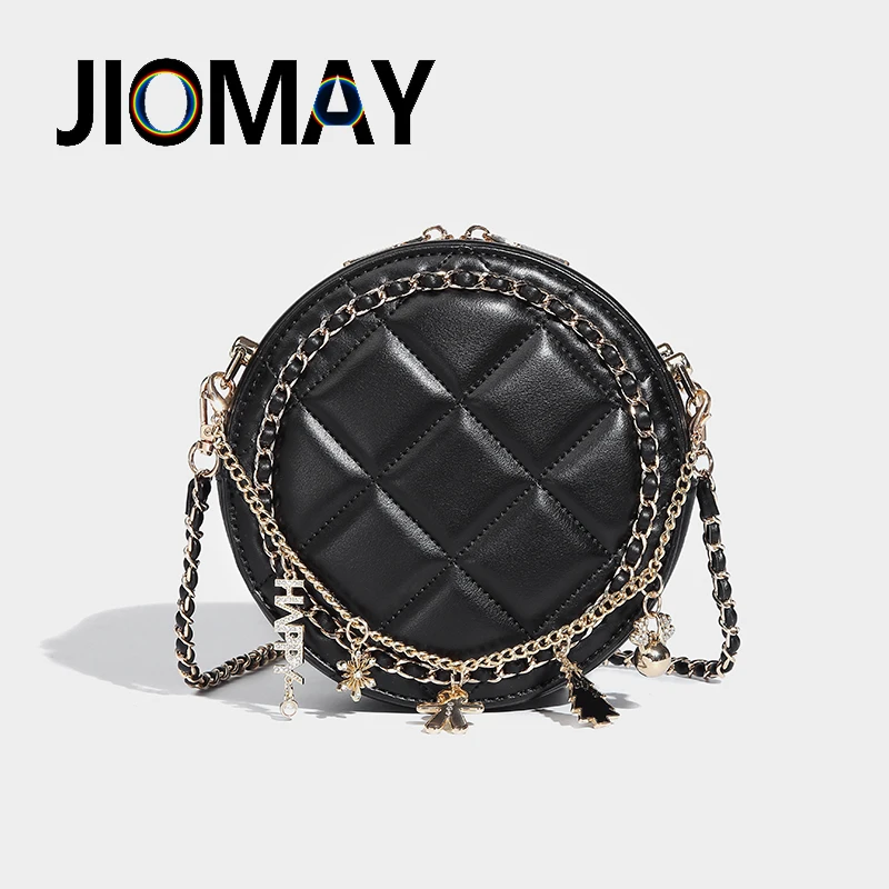 

JIOMAY Black Circular Luxury Designer Handbags Light Luxury Style Shoulder Bag Purses Messenger Bag Y2K Leather Evening Bag