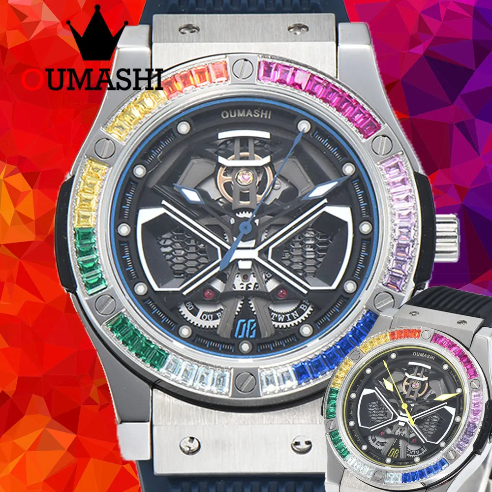 

Часы OUMASHI мужские спортивные 44,5 мм 10 бар водонепроницаемые 8215 автоматический механический механизм светящиеся модные часы из нержавеющей стали 316L