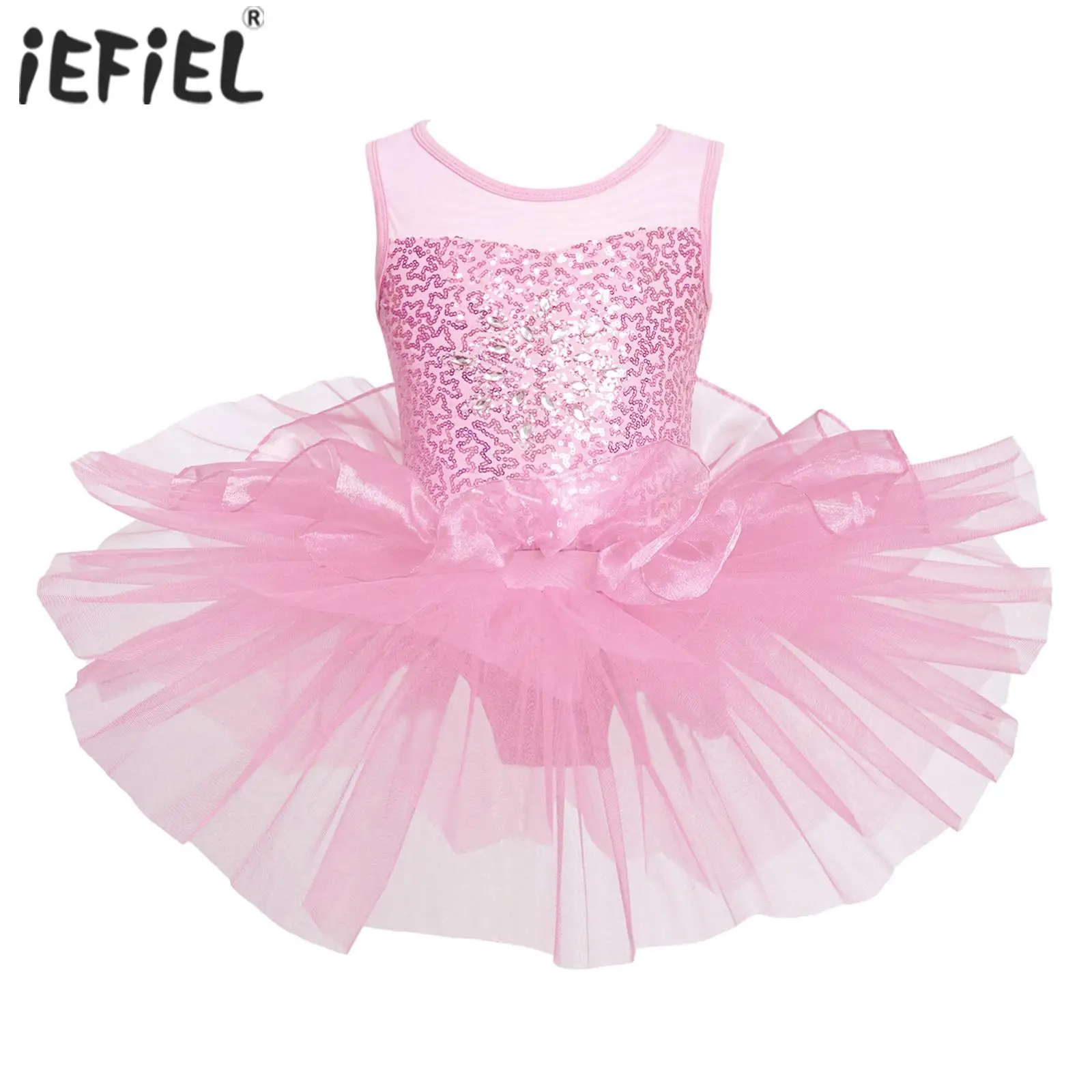 

Kids Girls Sequins Ballet Tutu Dance Dress Gymnastics Leotard Dress Ballet Dancewear for Children's Ballerina Tutu Dance Costume