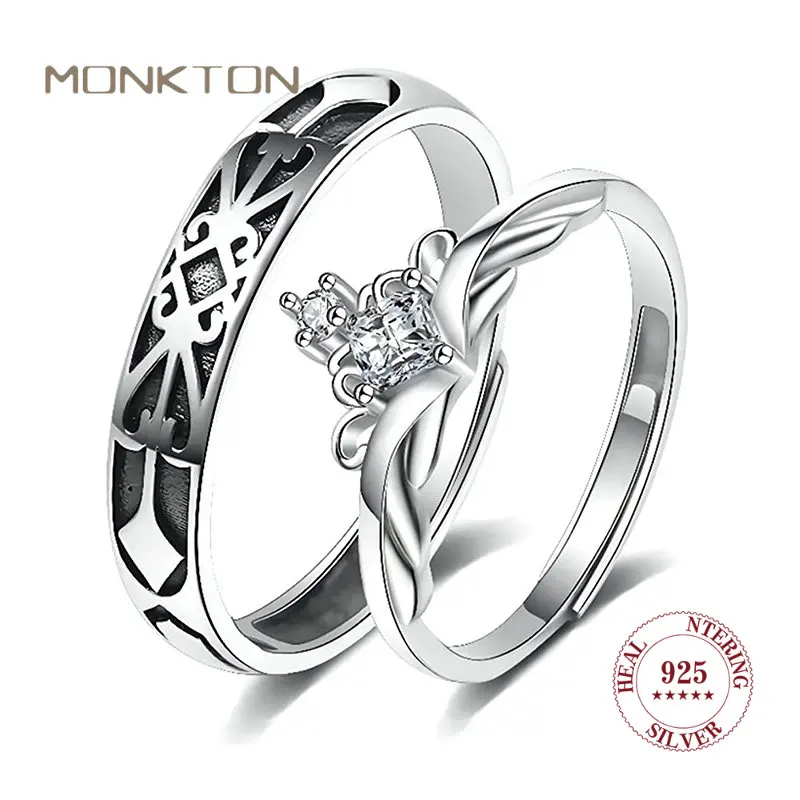 

Monkton 925 Sterling Silver Rings Princess and Knight Wedding Ring Set for Couple Luxury Jewelry Lovers Engagement Dating Ring
