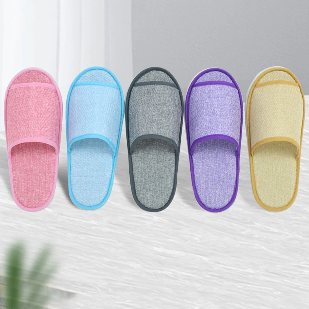 

Non-slip Guest Slippers Cotton Linen Loafer Shoes Unisex Flip Flop Slippers Hotel Slippers Home Four Seasons Solid Wedding Shoes