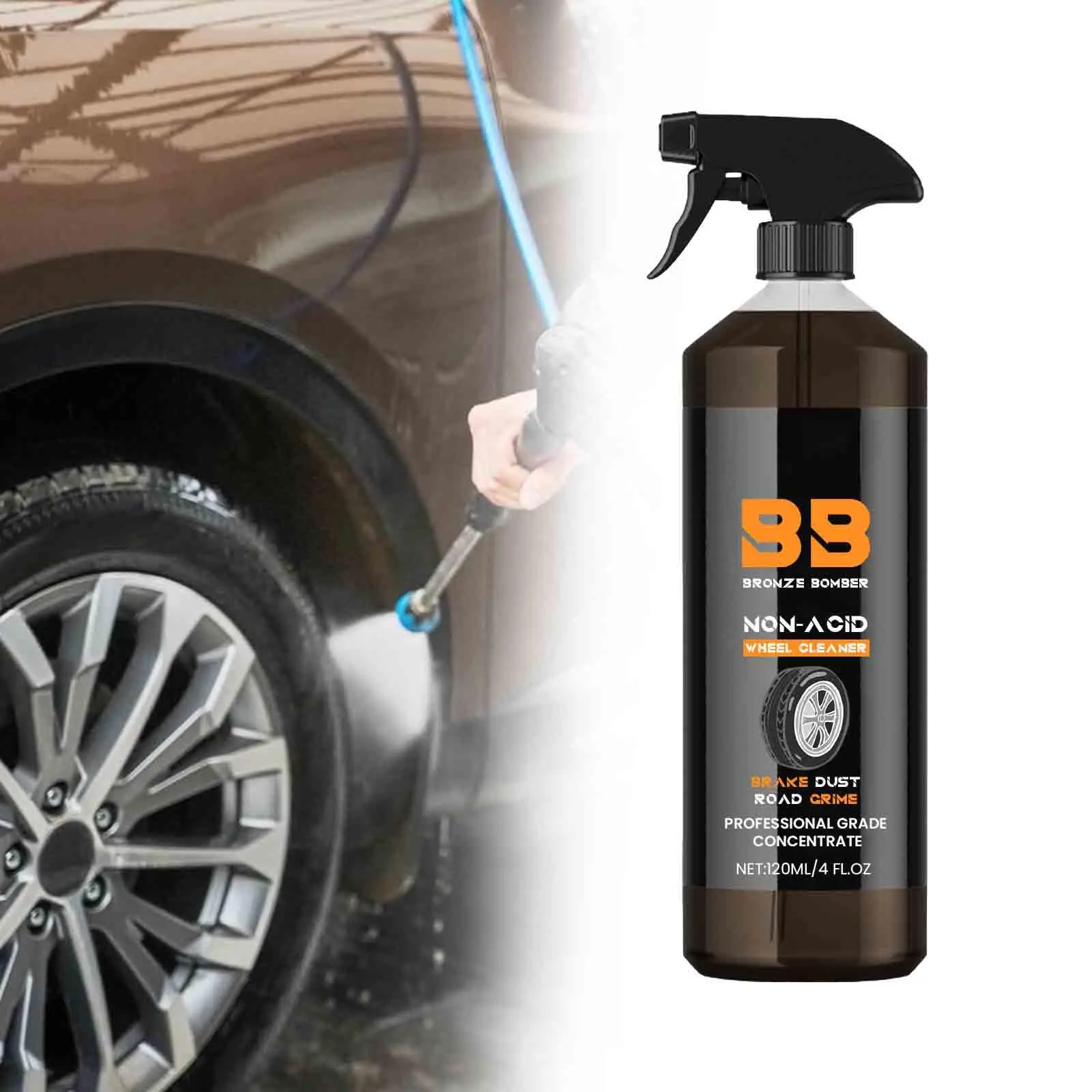 

Wheel and Tire Cleaner Safe for All Wheel Types 120ml 4 fl oz Dust Remover Rim Cleaner for Rvs Cars Motorcycles Suvs Trucks