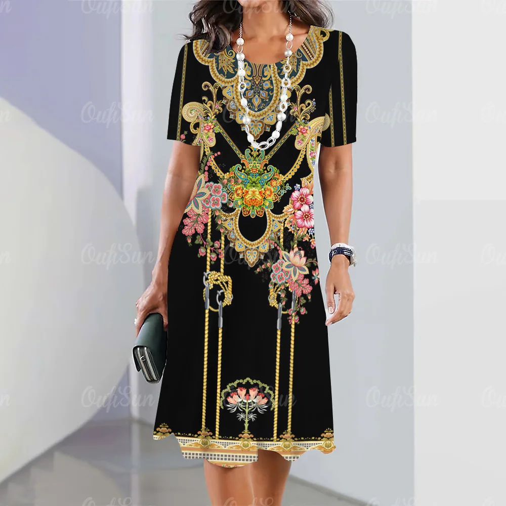 Summer Short Sleeves Dresses Women‘S A-Line Dress Baroque Long Dresses Clothing Retro Classy Clothing Pullover Round Neck Gown
Summer Short Sleeves Dresses Women‘S A-Line Dress Baroque Long Dresses Clothing Retro Classy Clothing Pullover Round Neck Gown