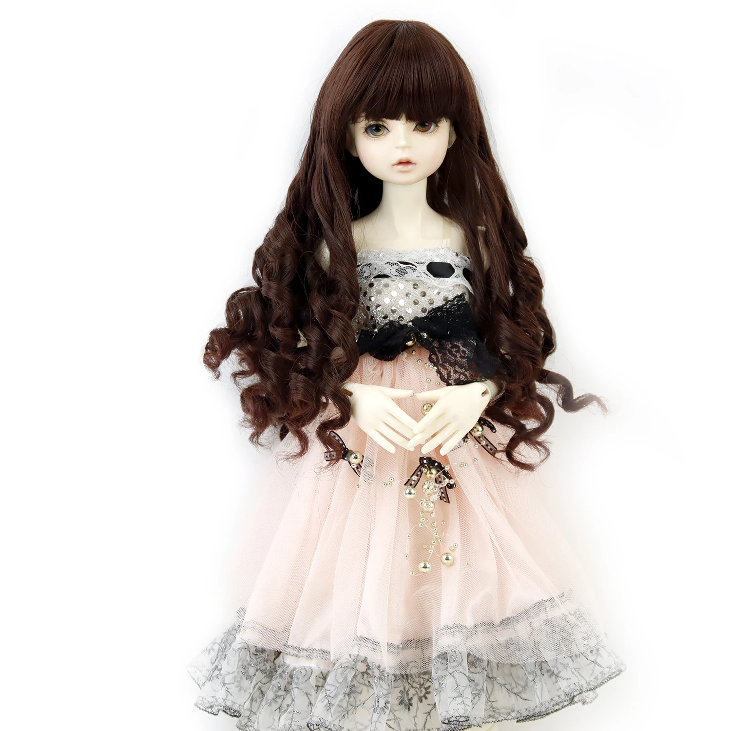 

Aidolla 1/3 1/4 1/6 BJD Doll Wig Long Curly Bangs Gradient Color Hair Doll Accessories DIY High Temperature Fiber Big Roll Wig