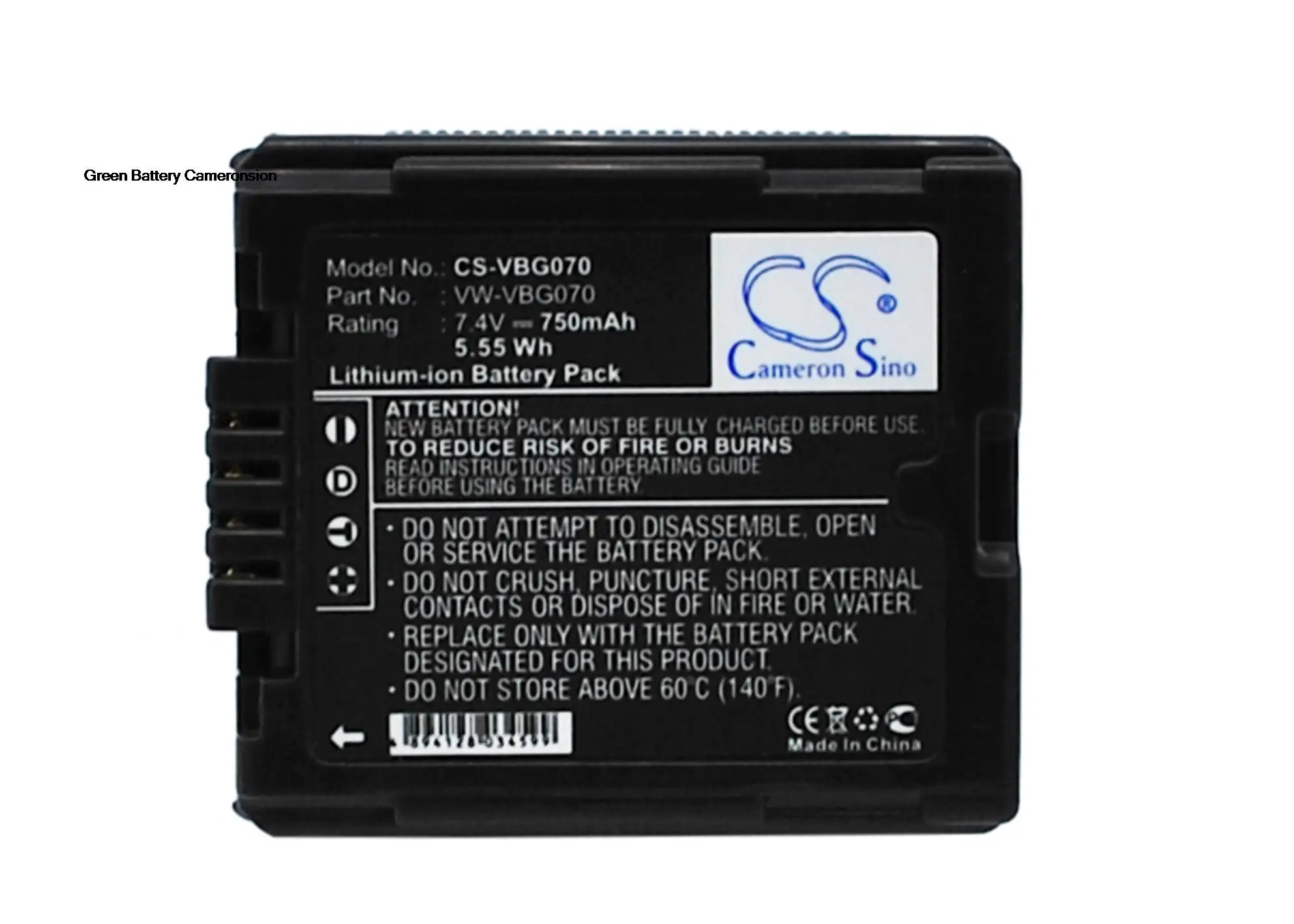 

GreenBattery CameronSino 750mAh 7.4V Camera Battery for Panasonic HDC-SD9,SDR-H60,VDR-D50,PV-GS85,NV-GS330,GS98GK,VW-VBG070,H48