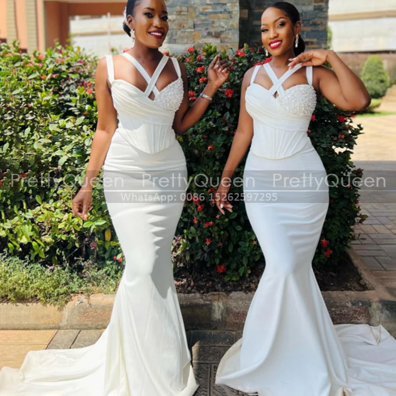 Stylish Mermaid Bridesmaid Dresses With Appliques Beads Criss Cross Neck Sleeveless Long Sheath Party Dress Maid Of Honor
Stylish Mermaid Bridesmaid Dresses With Appliques Beads Criss Cross Neck Sleeveless Long Sheath Party Dress Maid Of Honor