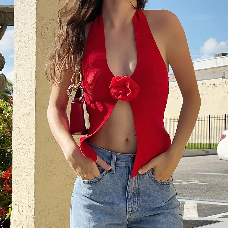 Summer New Fashion Style Spicy Girl Sexy Slim Fit Flower Design Hanging Neck Knitted Tank Top for Women CSM69-4
Summer New Fashion Style Spicy Girl Sexy Slim Fit Flower Design Hanging Neck Knitted Tank Top for Women CSM69-4