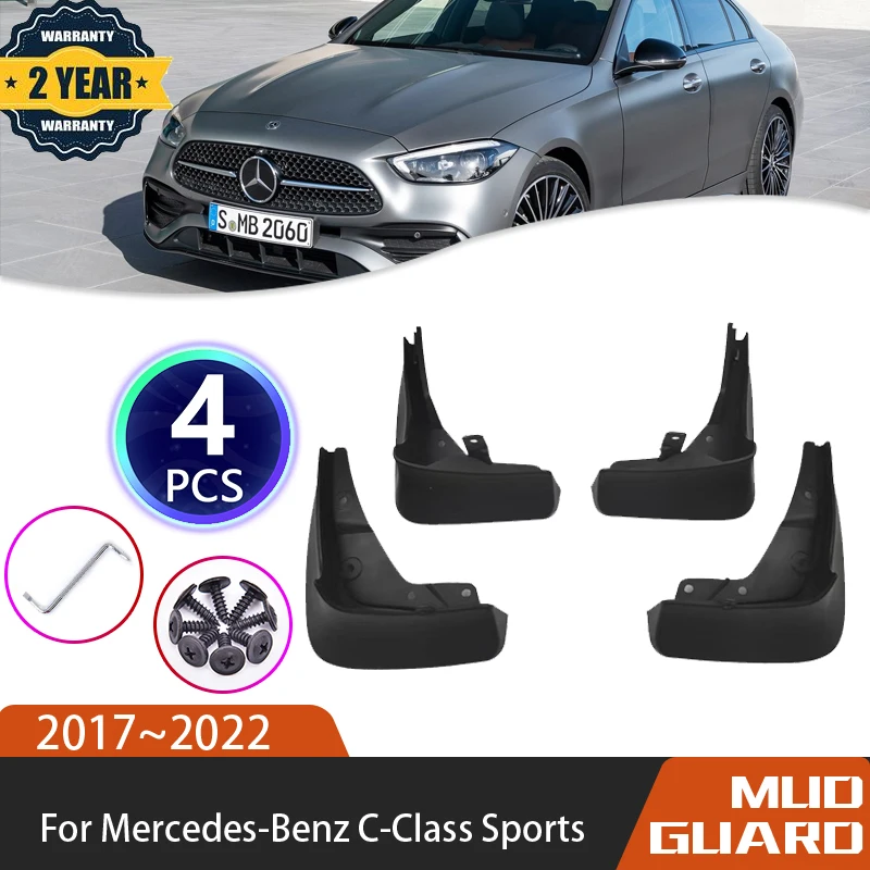

Аксессуары для Mercedes Benz C-Class Sports W205 2017 ~ 2022, брызговик, колесные арочные подкладки, набор из 4 предметов, автомобильные аксессуары