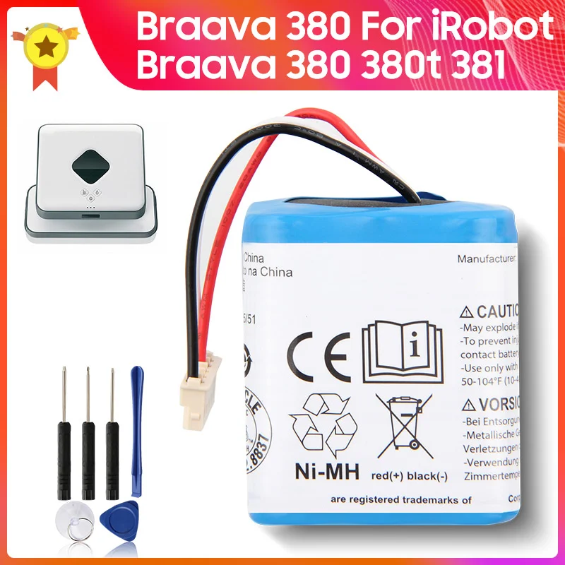 New Battery for iRobot Roomba 380 Braava 380 380t 381 390T MINT 5200C 5200 Replacement Battery 2000mAh 7.2V
New Battery for iRobot Roomba 380 Braava 380 380t 381 390T MINT 5200C 5200 Replacement Battery 2000mAh 7.2V