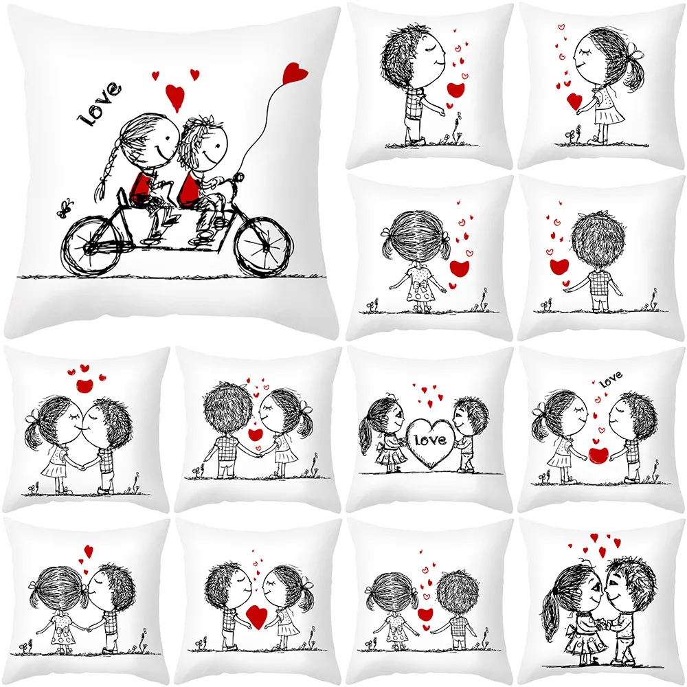 45X45CM Valentine's Day Pillowcase Cover Peach Skin Print Couple Love Heart Sketch Pillow Cushion Whloesale
45X45CM Valentine's Day Pillowcase Cover Peach Skin Print Couple Love Heart Sketch Pillow Cushion Whloesale