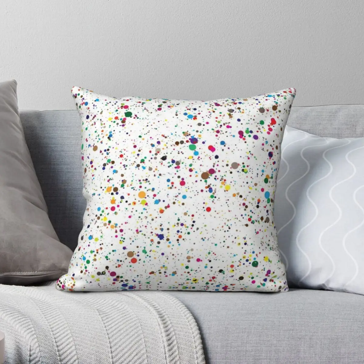 

80s Rainbow Splatter Paint Pillowcase Polyester Linen Velvet Creative Zip Decor Pillow Case Home Cushion Cover 18"