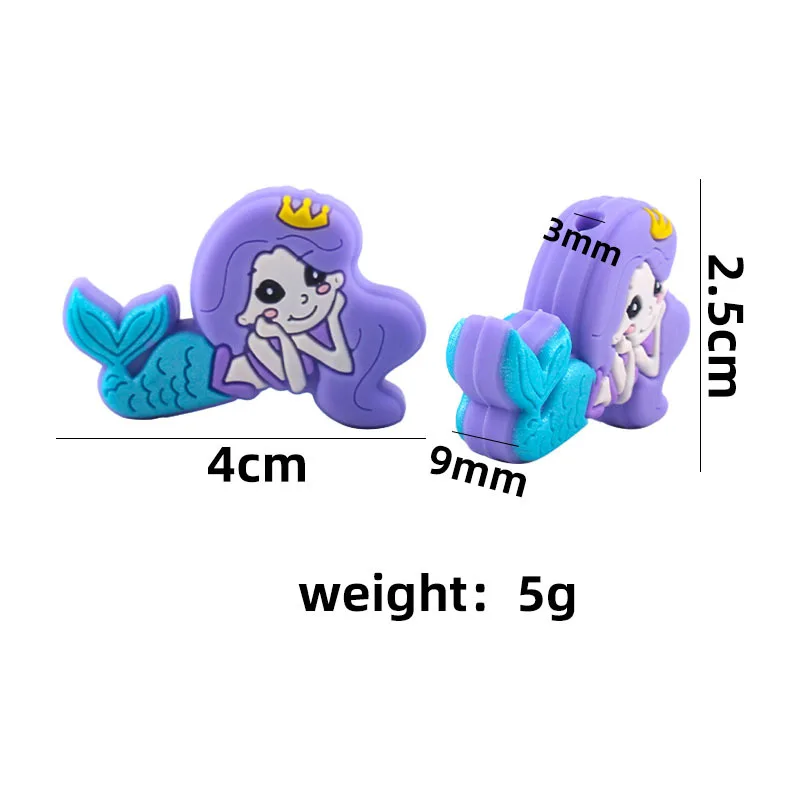 Toy 25*40mm 10pc Cartoon Silicone Mermaid Baby Teething Beads for Pacifier Chain Molar Accessories Teether Oral Care BPA Free
Toy 25*40mm 10pc Cartoon Silicone Mermaid Baby Teething Beads for Pacifier Chain Molar Accessories Teether Oral Care BPA Free