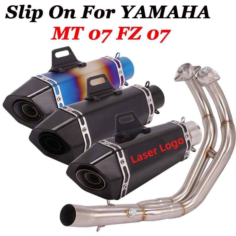 

For YAMAHA R7 MT07 FZ07 MT FZ 07 2021 2022 2023 Motorcycle Exhaust Escape Full System Moto Modified Muffler With Front Link Pipe