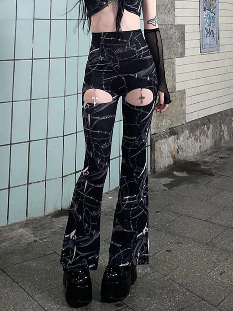 InsDoit Gothic Hollow Out Black Flare Pants Punk Cross Mental Print Trousers Street Harajuku Skinny Sexy Transparent Women Pants
InsDoit Gothic Hollow Out Black Flare Pants Punk Cross Mental Print Trousers Street Harajuku Skinny Sexy Transparent Women Pants