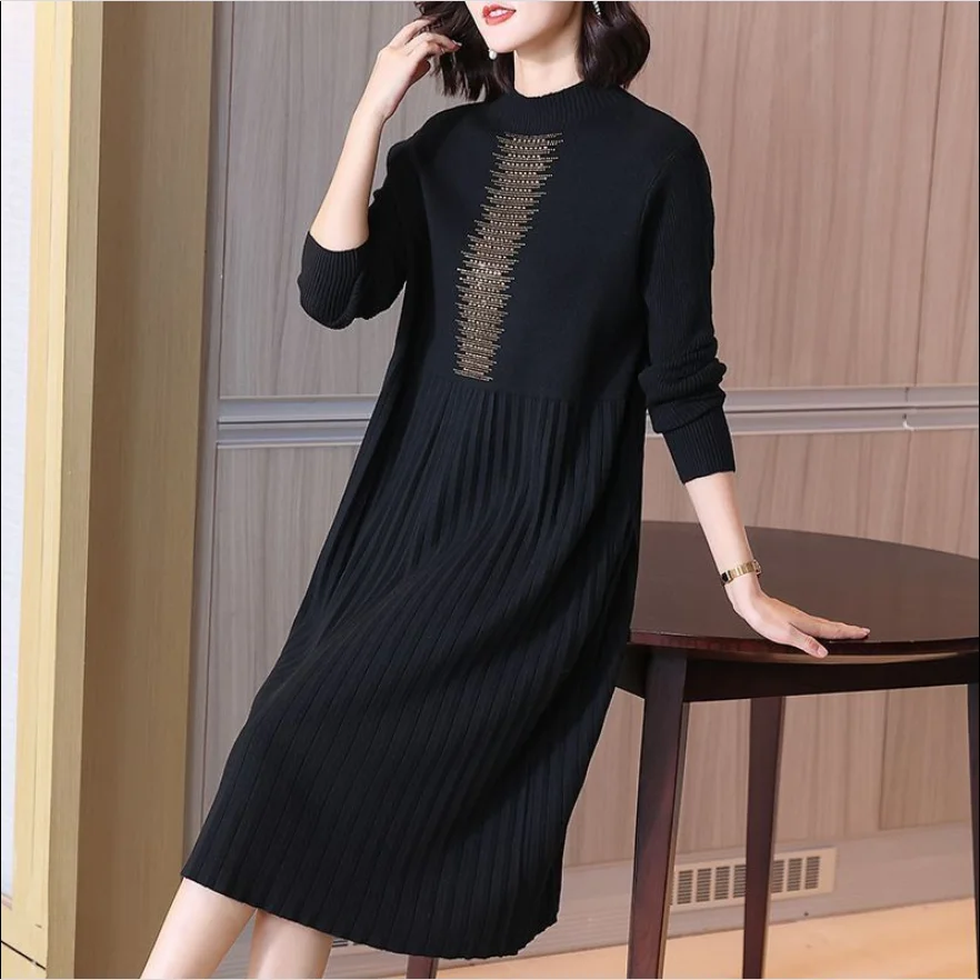 Middle Age Women Sweater Dresses For Autumn Winter 2023 New Oversize Knitting Vintage Draped Office Lady Elegant Dress
Middle Age Women Sweater Dresses For Autumn Winter 2023 New Oversize Knitting Vintage Draped Office Lady Elegant Dress