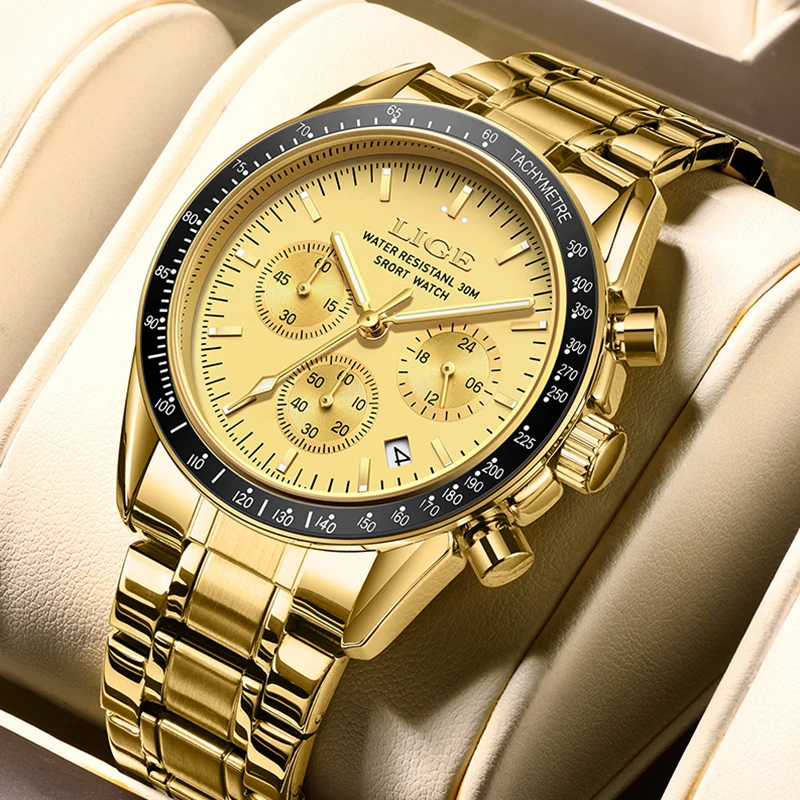 

LIGE Watch For Men Top Brand Luxury Sport Quartz Mens Watches Full Steel Waterproof Chronograph Wristwatch Men Relogio Masculino