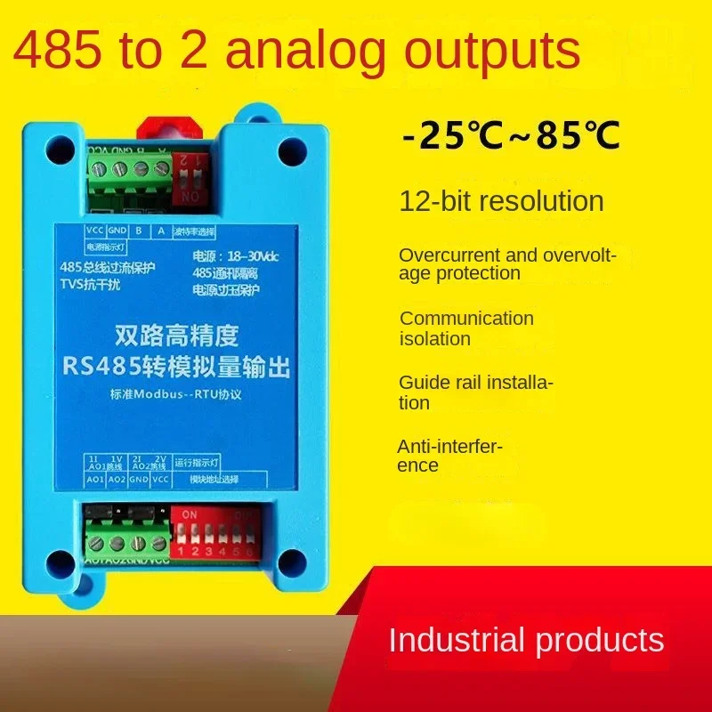 

485 Analog Output Module 0/4-20mA/0-10v Isolation Signal Generator Current Voltage Plc