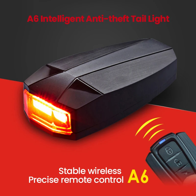 A6 Bicycle Rear Light Anti-theft Alarm USB Charge Wireless Remote Control LED Tail Lamp Bike Finder Lantern Horn Warning Light
A6 Bicycle Rear Light Anti-theft Alarm USB Charge Wireless Remote Control LED Tail Lamp Bike Finder Lantern Horn Warning Light