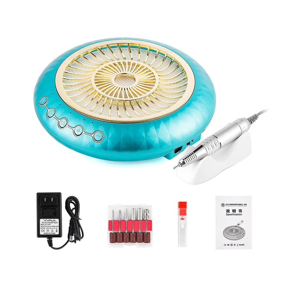 Collecteur de poussière d'ongles sans balais à faible bruit, aspiration injuste 80W, perceuse 35000 tr/min, pièce à main de manucure, aspirateur à ongles avec 2 filtres Collecteur de poussière d'ongles sans balais à faible bruit, aspiration injuste 80W, perceuse 35000 tr/min, pièce à main de manucure, aspirateur à ongles avec 2 filtres