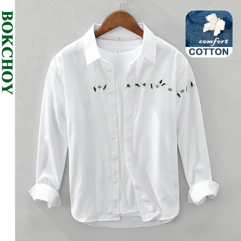 Spring and Autumn New Men Loose Long-sleeved Trendy Shirt Youth Embroidery Handsome Cotton White Casual Workwear 1303
Spring and Autumn New Men Loose Long-sleeved Trendy Shirt Youth Embroidery Handsome Cotton White Casual Workwear 1303