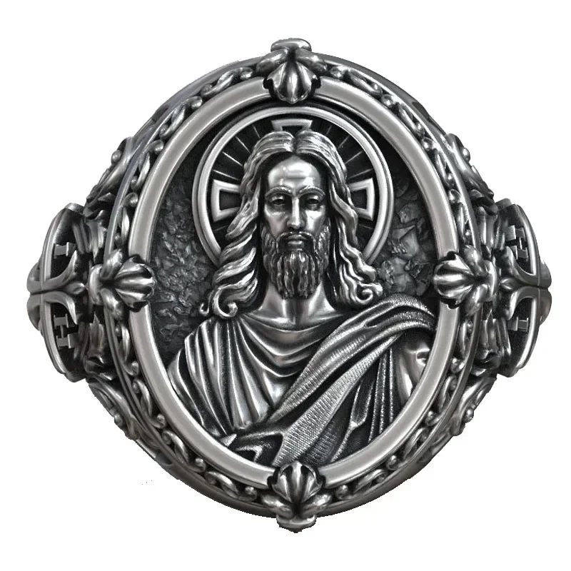 

15g Jesus Christ Cross IHSV Christian Signet Rings Customized 925 Solid Sterling Silver Many Sizes Rings sz6-13