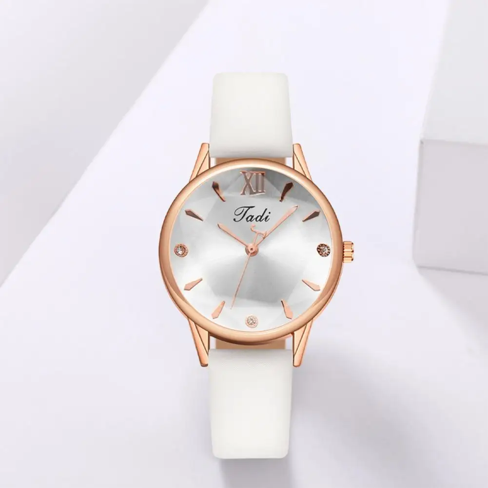 

Fashionable Ladies Watch Elegant Rhinestone Dial Women's Dress Watch with Faux Leather Strap Quartz Movement Ladies for Her